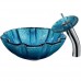 VIGO Mediterranean Seashell Glass Vessel Bathroom Sink and Waterfall Faucet with Pop Up  Chrome - B0079R1NMQ